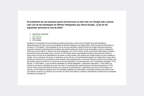 vista previa del archivo de respuestas - Respuestas al Examen de Certificación de Medición de Google Ads